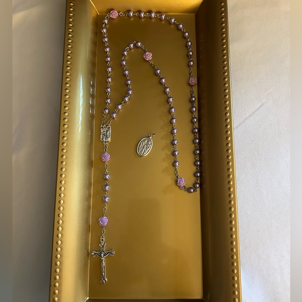Purple Rosary + Holy Charm